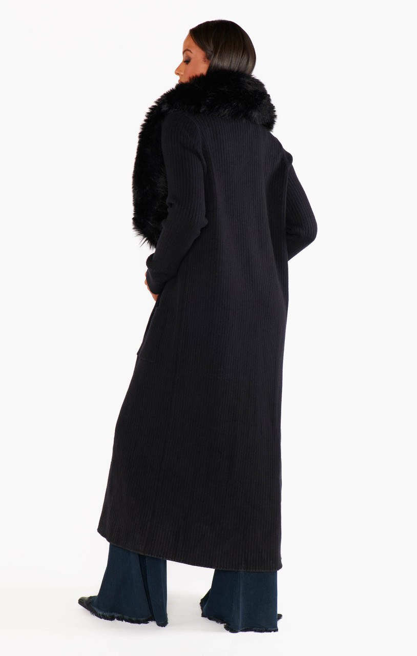 Lombardi Long Cardi in Black Knit - Scout and Molly's Columbia